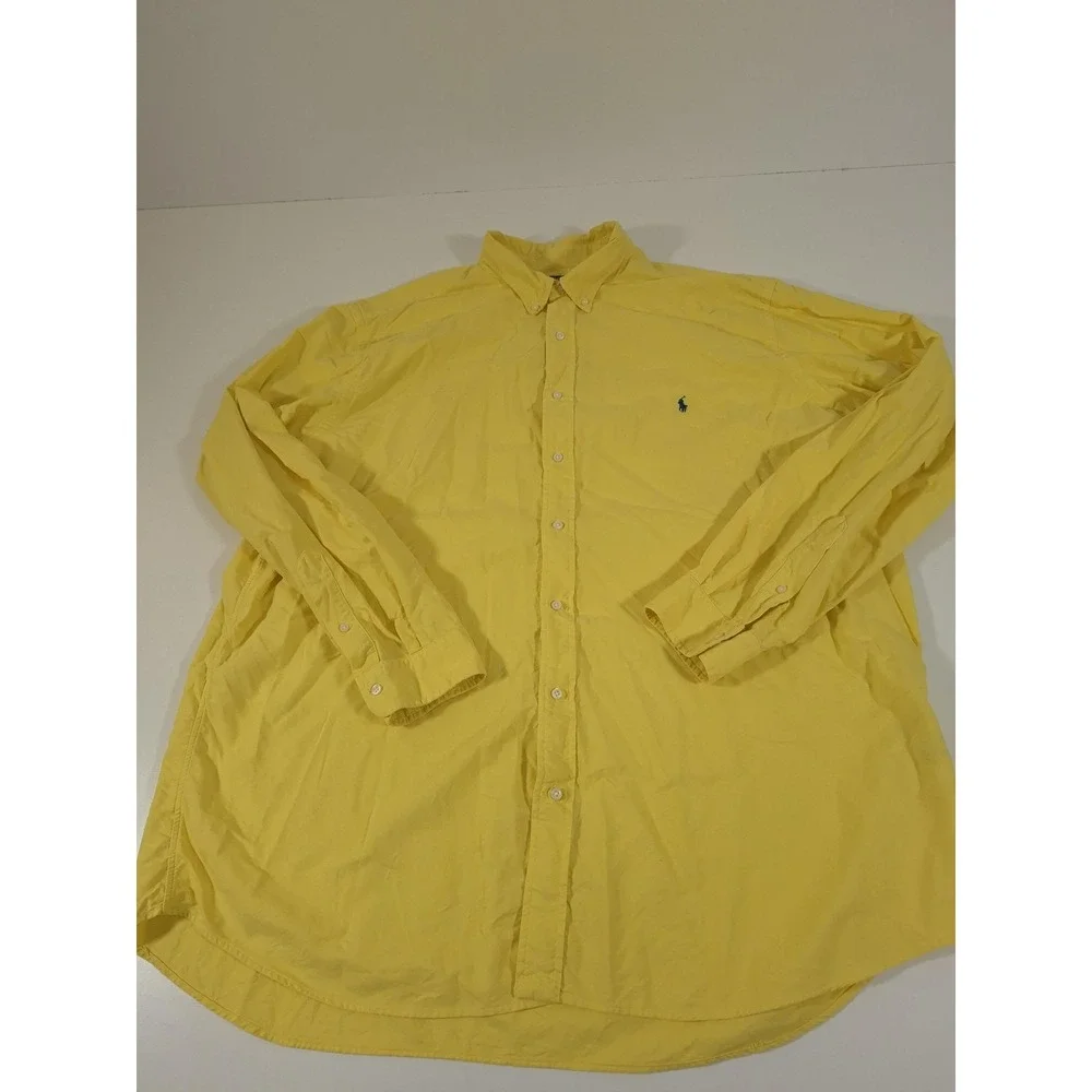 Polo Ralph Lauren Shirt Mens Big 3XLT Yellow Solid Button Down Long Sleeve Pony